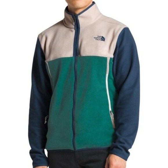 The North Face Men’s Glacier Alpine Fleece Zip Jacket Color Block Teal Blue XL - Picture 1 of 9